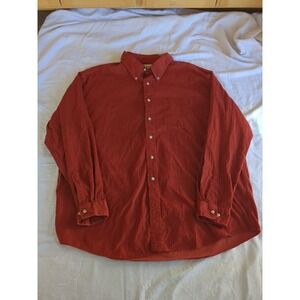 LL Bean Corduroy Button-down Long Sleeve Shirt Burnt Orange Red Sz XXL Men's